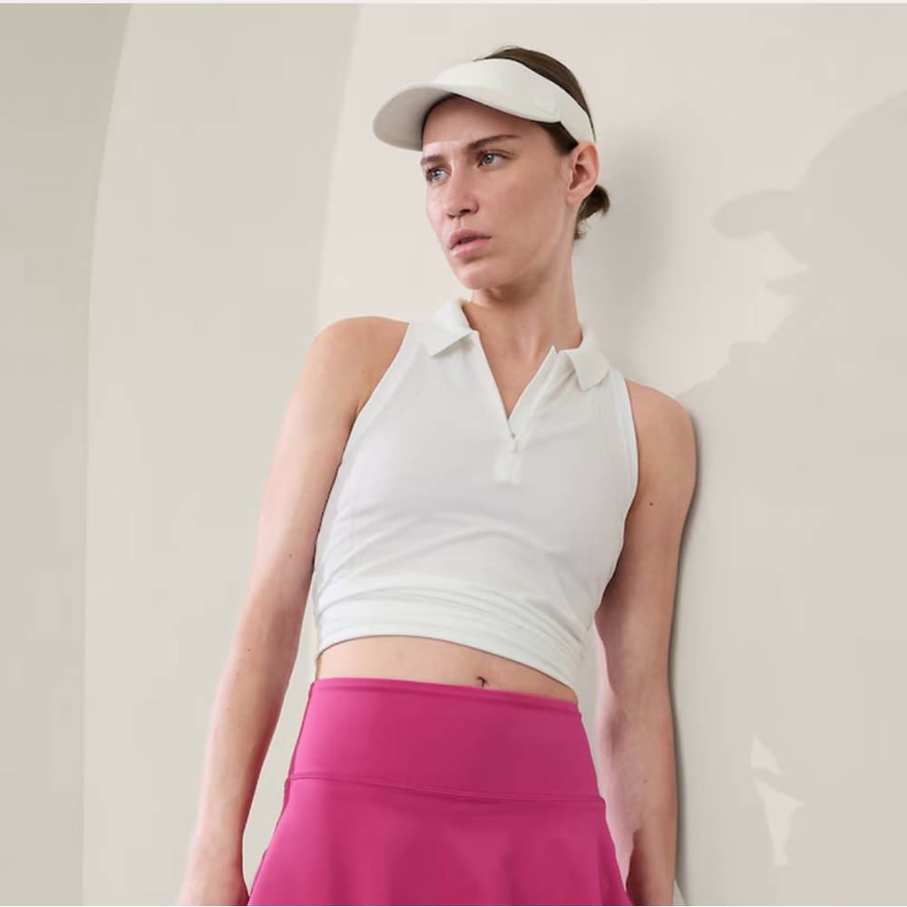 NWT Aurora Seamless Crop Rib Polo Tank Size Small